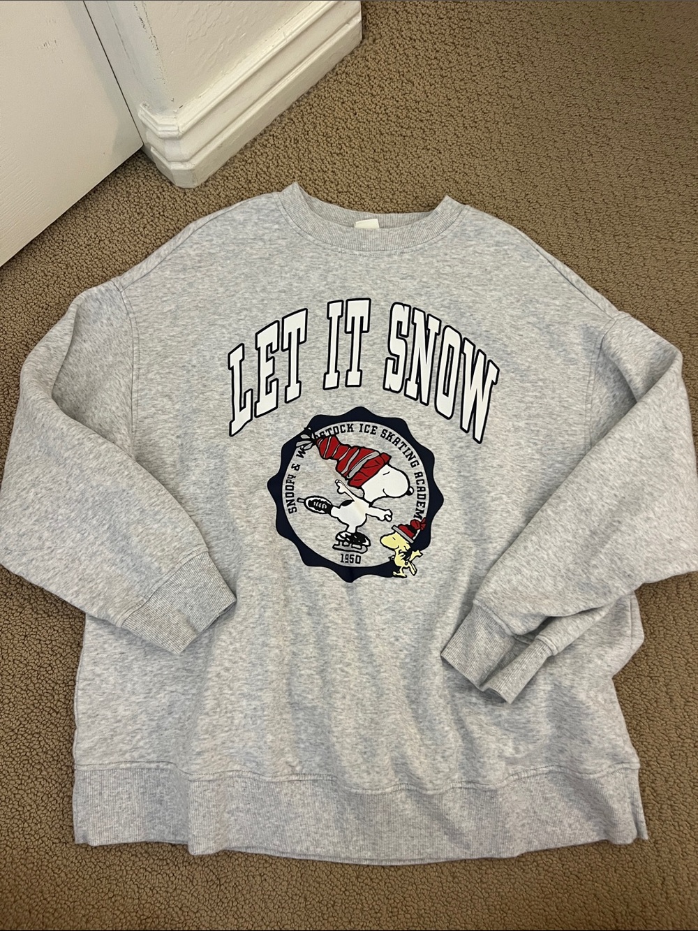 H&M Light Gray 'LET IT SNOW' Graphic Crewneck Sweater